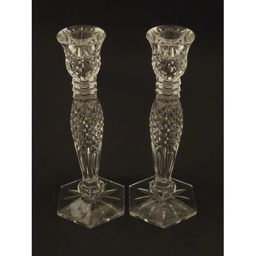 267 - A pair of Waterford crystal candlesticks together with a Bermuda glass model, of a tropical fish. Th... 