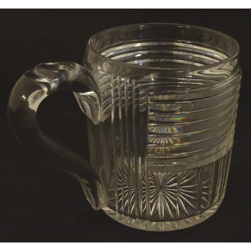 272 - An early 19thC cut glass tankard 4 1/2