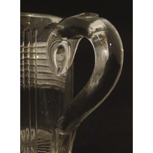 272 - An early 19thC cut glass tankard 4 1/2