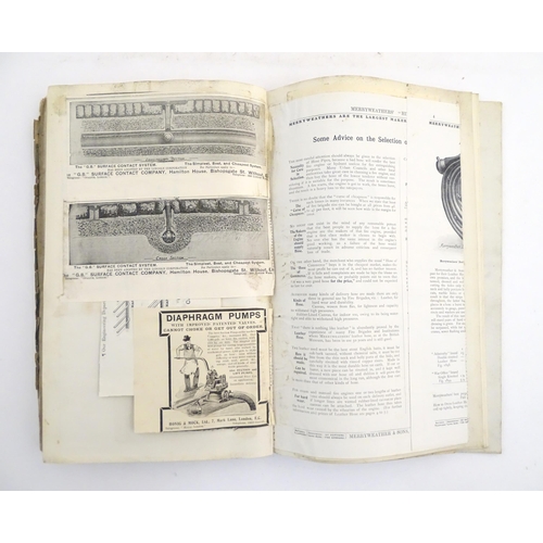 935 - A late 19th / early 20thC scrap book / album containing various newspaper and magazine cuttings to i... 