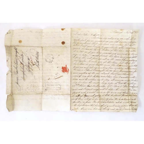 940 - An early 19thC handwritten letter addressed to Mr James Herbertson Wright / father and brothers and ... 