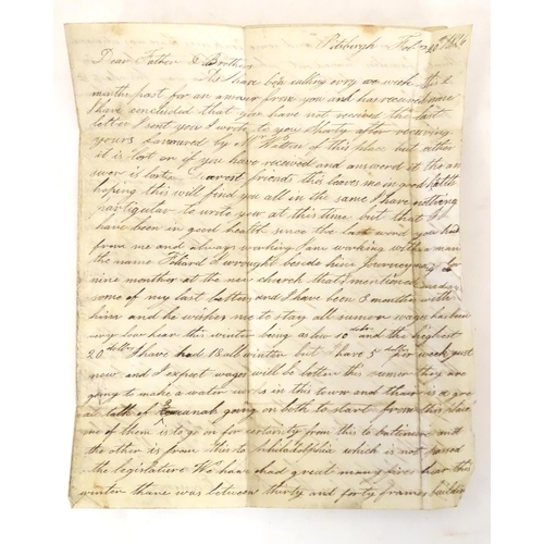 940 - An early 19thC handwritten letter addressed to Mr James Herbertson Wright / father and brothers and ... 