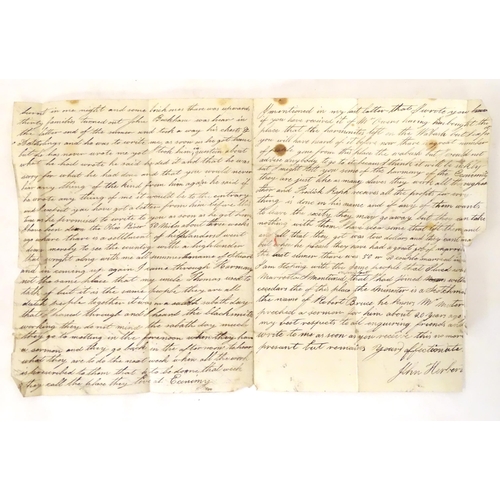 940 - An early 19thC handwritten letter addressed to Mr James Herbertson Wright / father and brothers and ... 