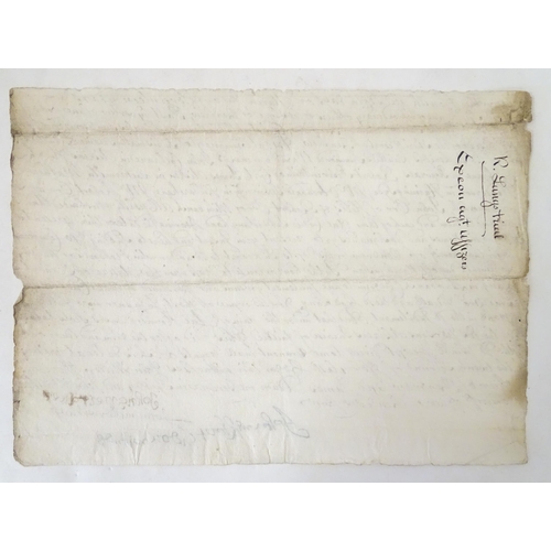 941 - An 18thC hand written witness summons form / document, believed to be relating to the case of Robert... 