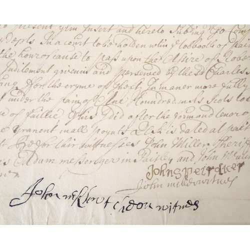 941 - An 18thC hand written witness summons form / document, believed to be relating to the case of Robert... 