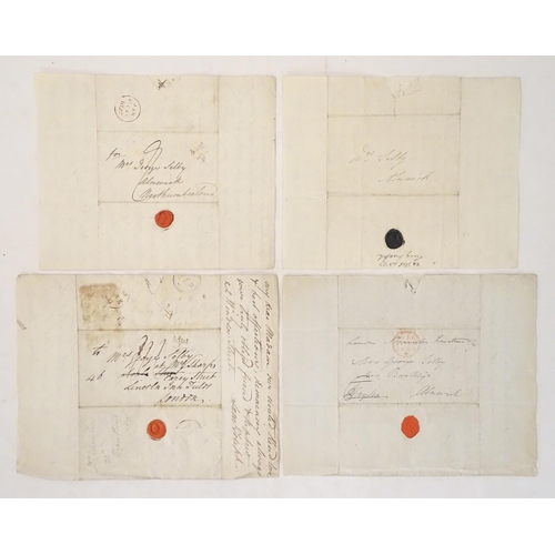 942 - Four early 19thC hand written letters / personal correspondences three reputed to be written by scul... 