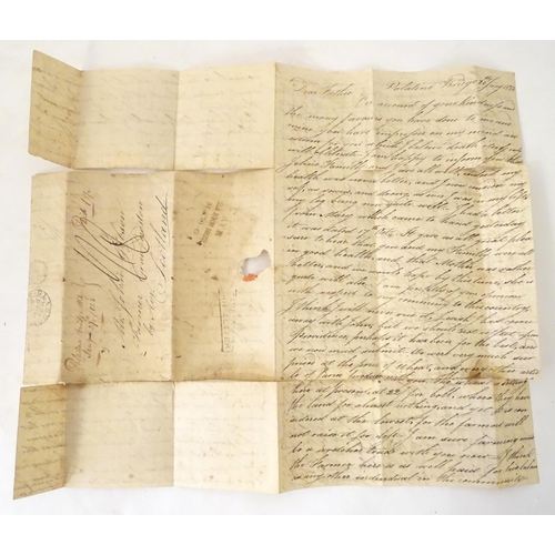 943 - An early 19thC hand written ship letter from Palatine Bridge, United States to Scotland. Dated 1823