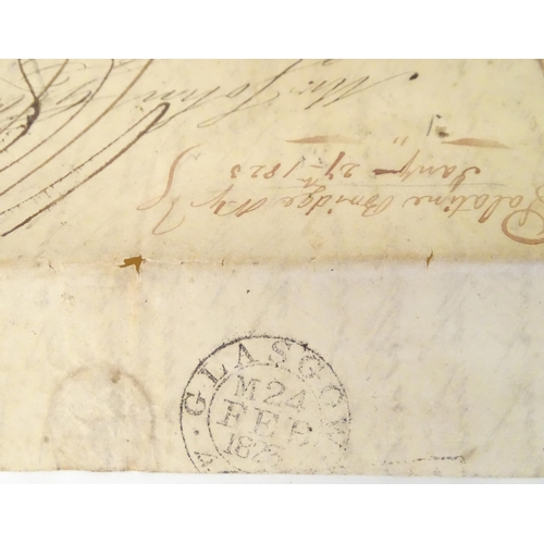 943 - An early 19thC hand written ship letter from Palatine Bridge, United States to Scotland. Dated 1823