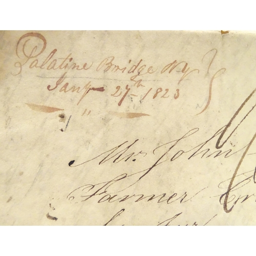 943 - An early 19thC hand written ship letter from Palatine Bridge, United States to Scotland. Dated 1823