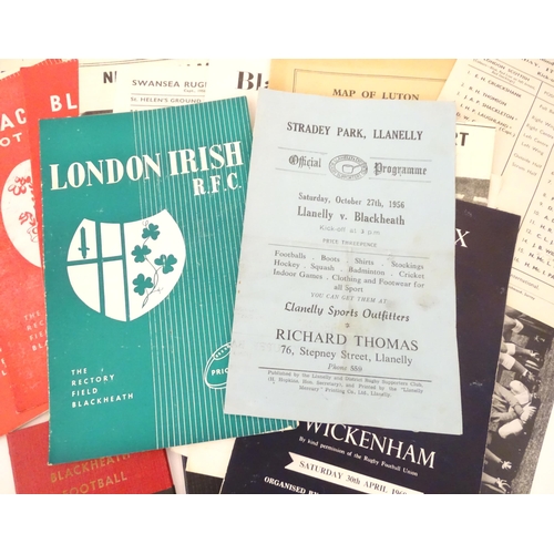 946 - Rugby Union memorabilia : a leather wallet containing a quantity of ephemera relating to Blackheath ... 