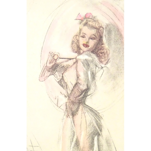 948 - A 20thC part calendar titled Artist's Sketch Pad decorated with pin-up girls by Mac Thorson, each pa... 