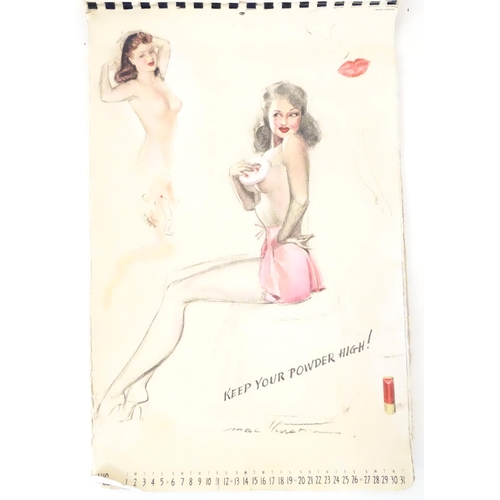 948 - A 20thC part calendar titled Artist's Sketch Pad decorated with pin-up girls by Mac Thorson, each pa... 