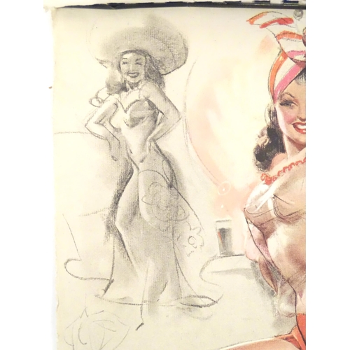 948 - A 20thC part calendar titled Artist's Sketch Pad decorated with pin-up girls by Mac Thorson, each pa... 