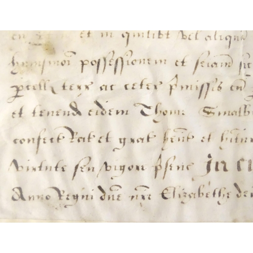 950 - A 16th / 17thC double glazed hand written indenture with seal relating to Birmingham, Thomas Smalbro... 