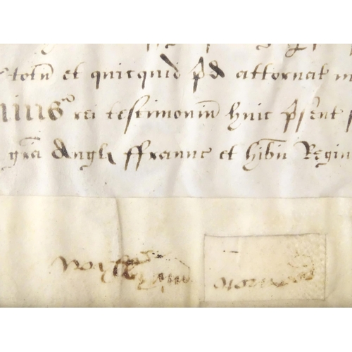 950 - A 16th / 17thC double glazed hand written indenture with seal relating to Birmingham, Thomas Smalbro... 