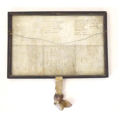 950 - A 16th / 17thC double glazed hand written indenture with seal relating to Birmingham, Thomas Smalbro... 