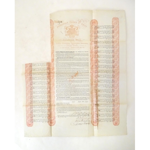 954 - An early 19thC Poyaisian Consolidation bond certificate, signed by fraudster Gregor MacGregor, c. 18... 