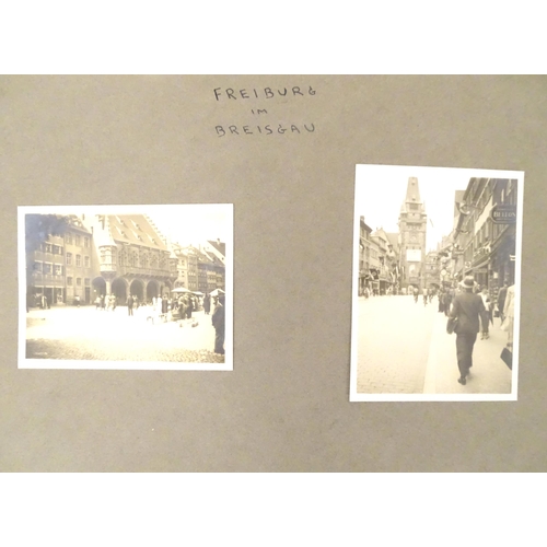 955 - Three 20thC photograph albums documenting trips to France and Germany, to include landscape views, c... 