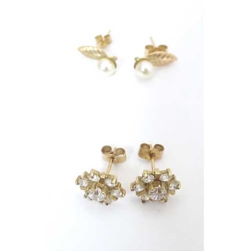 742 - Six pairs of assorted stud earrings to include some gold and yellow metal examples.