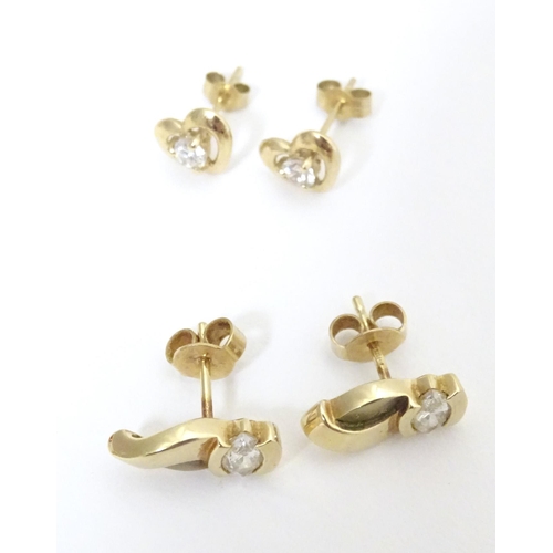 742 - Six pairs of assorted stud earrings to include some gold and yellow metal examples.