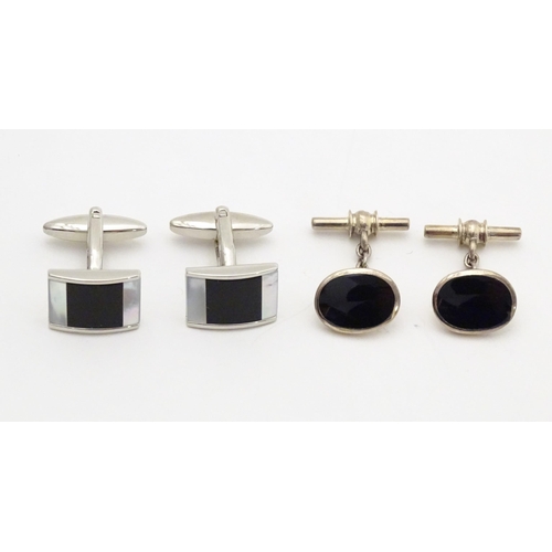 746 - Two pairs of cufflinks to include a silver example. (2+2)