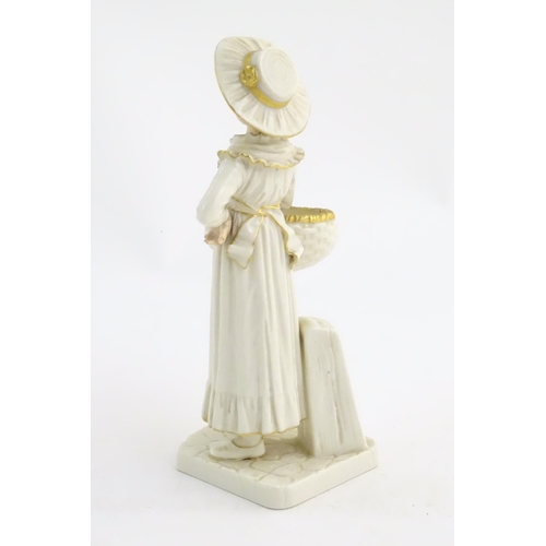 138 - A Royal Worcester figure modelled as a girl with a basket. With printed and impressed marks under. A... 