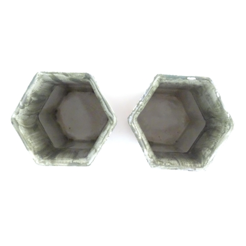 139 - A pair of Art Deco Bursley Ware hexagonal vases in the pattern Benares. Marked under. Approx. 8 1/2