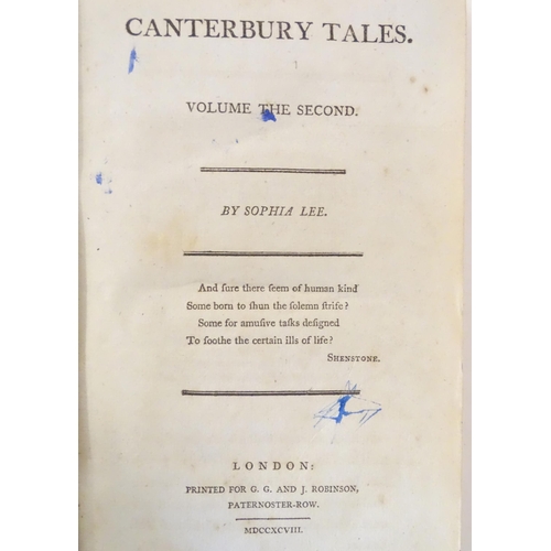 808 - Books: Canterbury Tales, volumes 1-4, by Harriet Lee. Published for G. G. & J. Robinson, London, 179... 