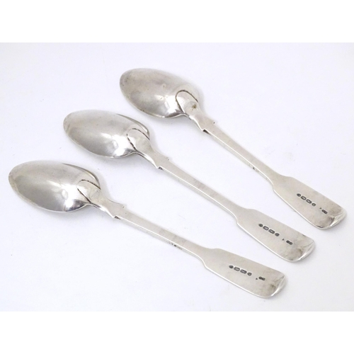 380 - Three Victorian silver fiddle pattern teaspoons hallmarked London 1854 maker  George Adams / Chawner... 