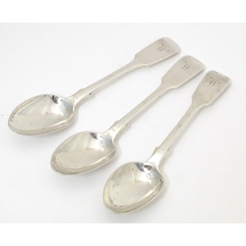 380 - Three Victorian silver fiddle pattern teaspoons hallmarked London 1854 maker  George Adams / Chawner... 