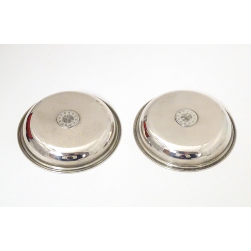 404 - A pair of Continental .800 silver bon bon dishes with inset Turkish coin to centre. Stamped .800 HT.... 