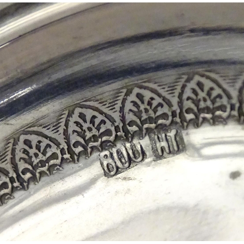 404 - A pair of Continental .800 silver bon bon dishes with inset Turkish coin to centre. Stamped .800 HT.... 