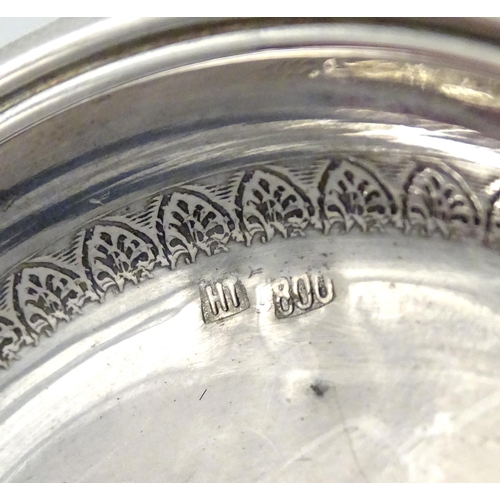 404 - A pair of Continental .800 silver bon bon dishes with inset Turkish coin to centre. Stamped .800 HT.... 