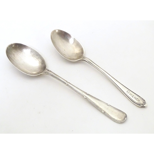 521 - Two silver teaspoons, one hallmarked Sheffield 1919, maker Cooper Brothers & Sons Ltd., the other ha... 