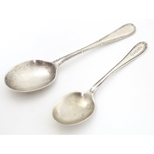 521 - Two silver teaspoons, one hallmarked Sheffield 1919, maker Cooper Brothers & Sons Ltd., the other ha... 