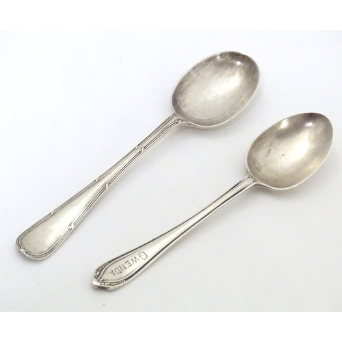 521 - Two silver teaspoons, one hallmarked Sheffield 1919, maker Cooper Brothers & Sons Ltd., the other ha... 