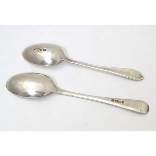 521 - Two silver teaspoons, one hallmarked Sheffield 1919, maker Cooper Brothers & Sons Ltd., the other ha... 