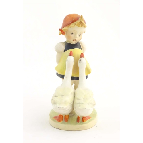 148 - A Beswick Hummel / Goebel figure modelled as a young girl with two geese, Good Girl, model no. 905. ... 