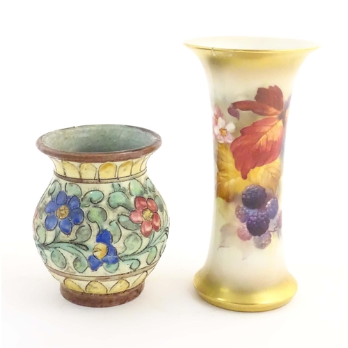 189 - A quantity of assorted ceramic items to include a Royal Worcester vase with a flared rim decorated w... 