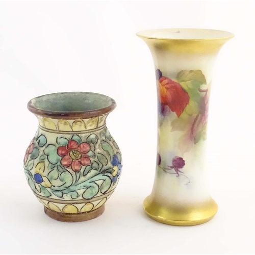 189 - A quantity of assorted ceramic items to include a Royal Worcester vase with a flared rim decorated w... 