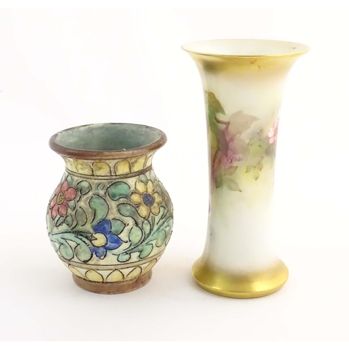 189 - A quantity of assorted ceramic items to include a Royal Worcester vase with a flared rim decorated w... 