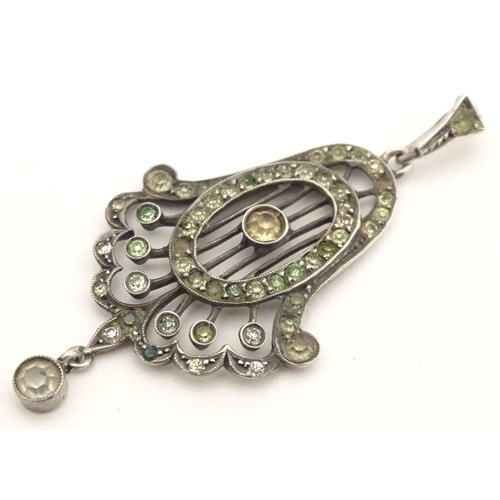 644 - A Continental .900 silver pendant set with paste stones Approx 2