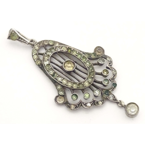 644 - A Continental .900 silver pendant set with paste stones Approx 2