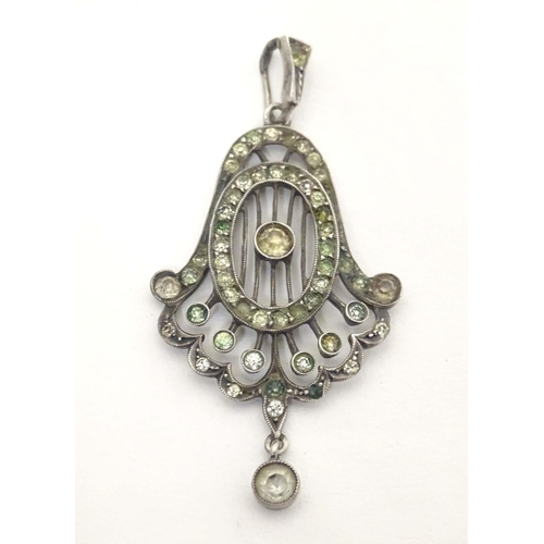 644 - A Continental .900 silver pendant set with paste stones Approx 2