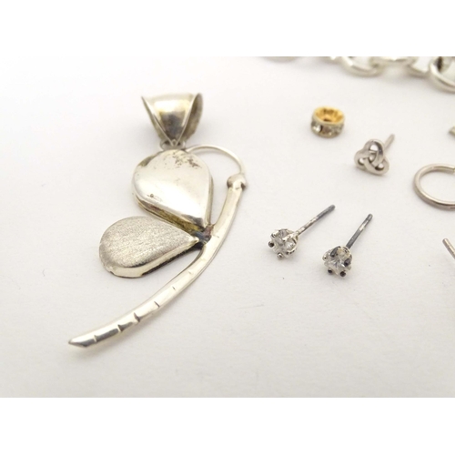 713 - A quantity of assorted silver and white metal jewellery to include bracelets, pendant, ring, etc.