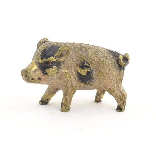 1011 - A cold painted bronze model of a pig / boar. Approx. 1