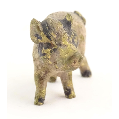 1011 - A cold painted bronze model of a pig / boar. Approx. 1