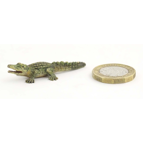 1012 - A cold painted bronze model of a crocodile / alligator. Approx. 2