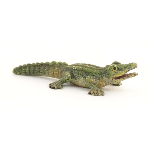 1012 - A cold painted bronze model of a crocodile / alligator. Approx. 2