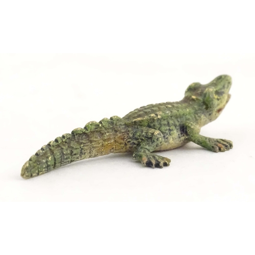 1012 - A cold painted bronze model of a crocodile / alligator. Approx. 2